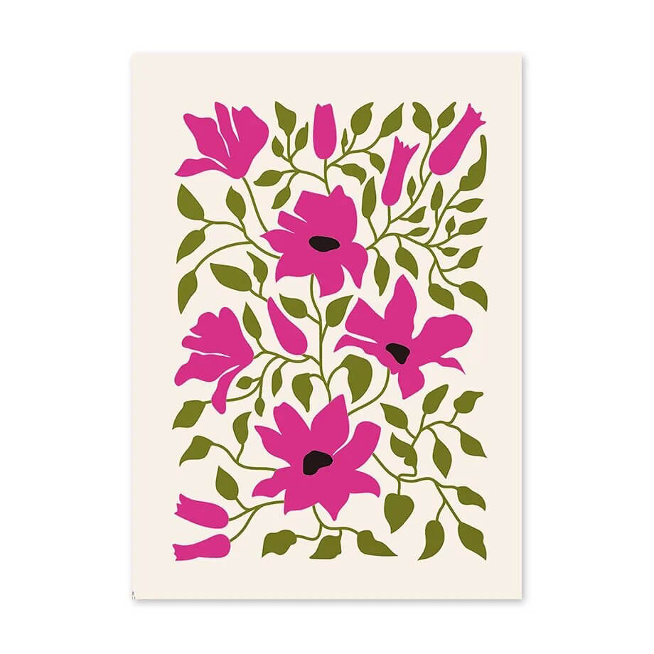 Różowe plakaty z kolażem artystycznym na płótnie