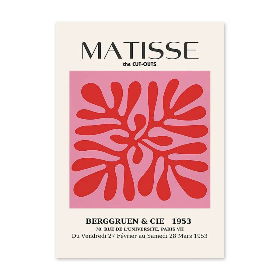 Różowe plakaty z kolażem artystycznym na płótnie