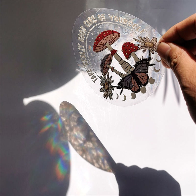 Naklejki z magią grzybów i łapaczem słońca