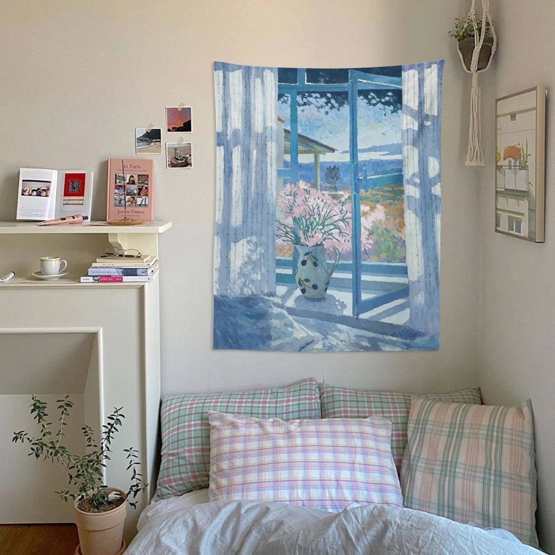 Obraz na oknie namalowany farbami olejnymi