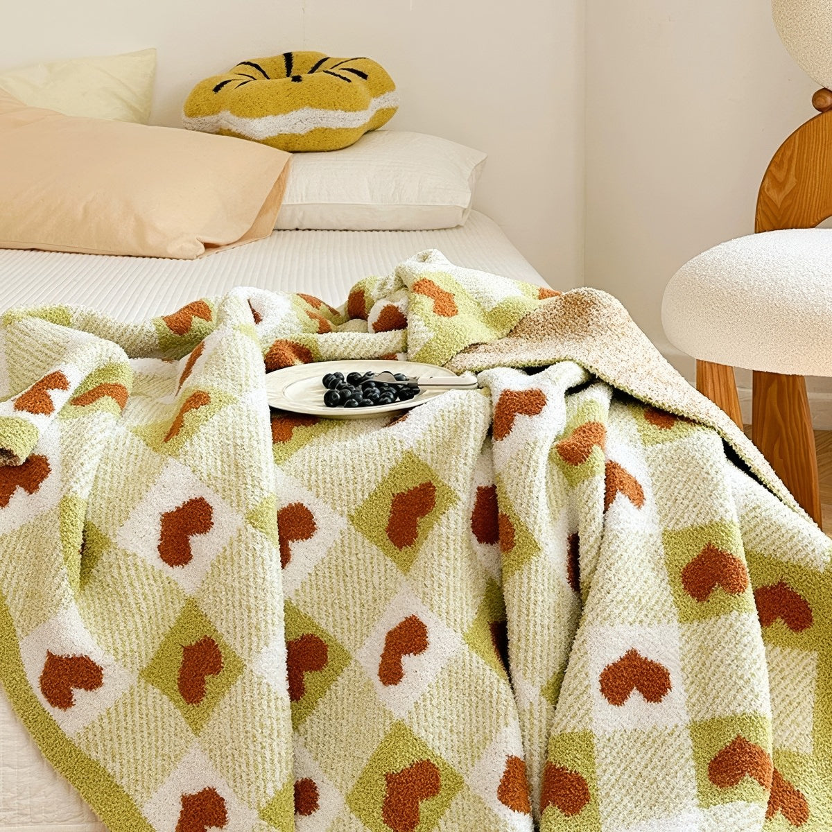 Koc z serduszkami Olive Checker