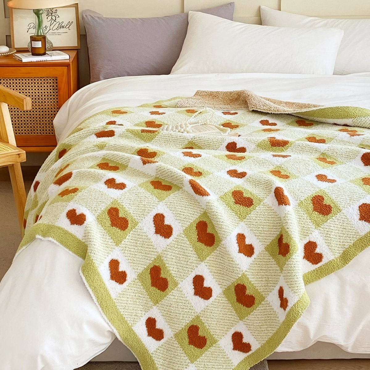 Koc z serduszkami Olive Checker