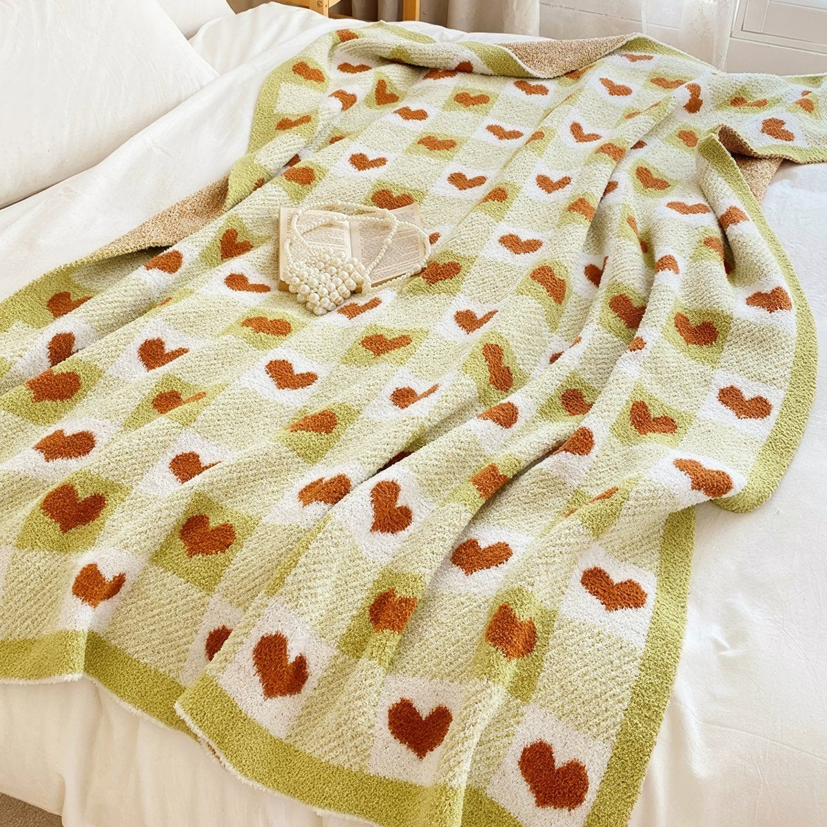 Koc z serduszkami Olive Checker