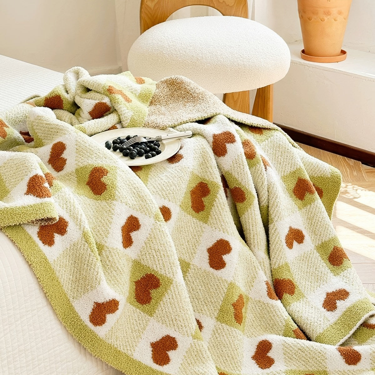 Koc z serduszkami Olive Checker