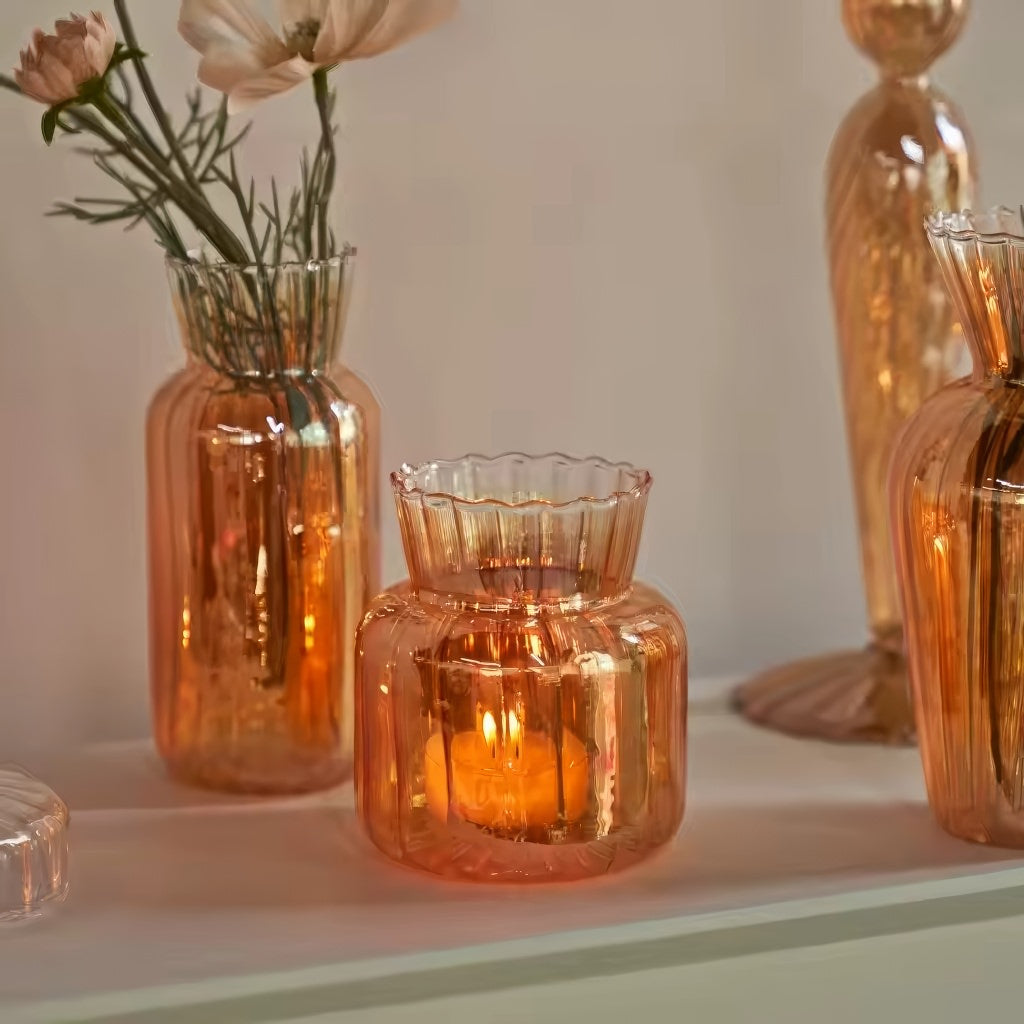 Vintage Szklana Waza w Kolorze Pomarańczowym z Wysokim Połyskiem