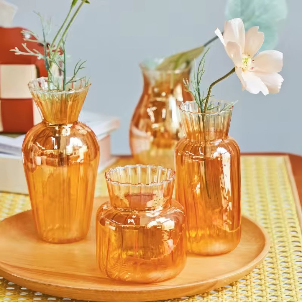 Vintage Szklana Waza w Kolorze Pomarańczowym z Wysokim Połyskiem