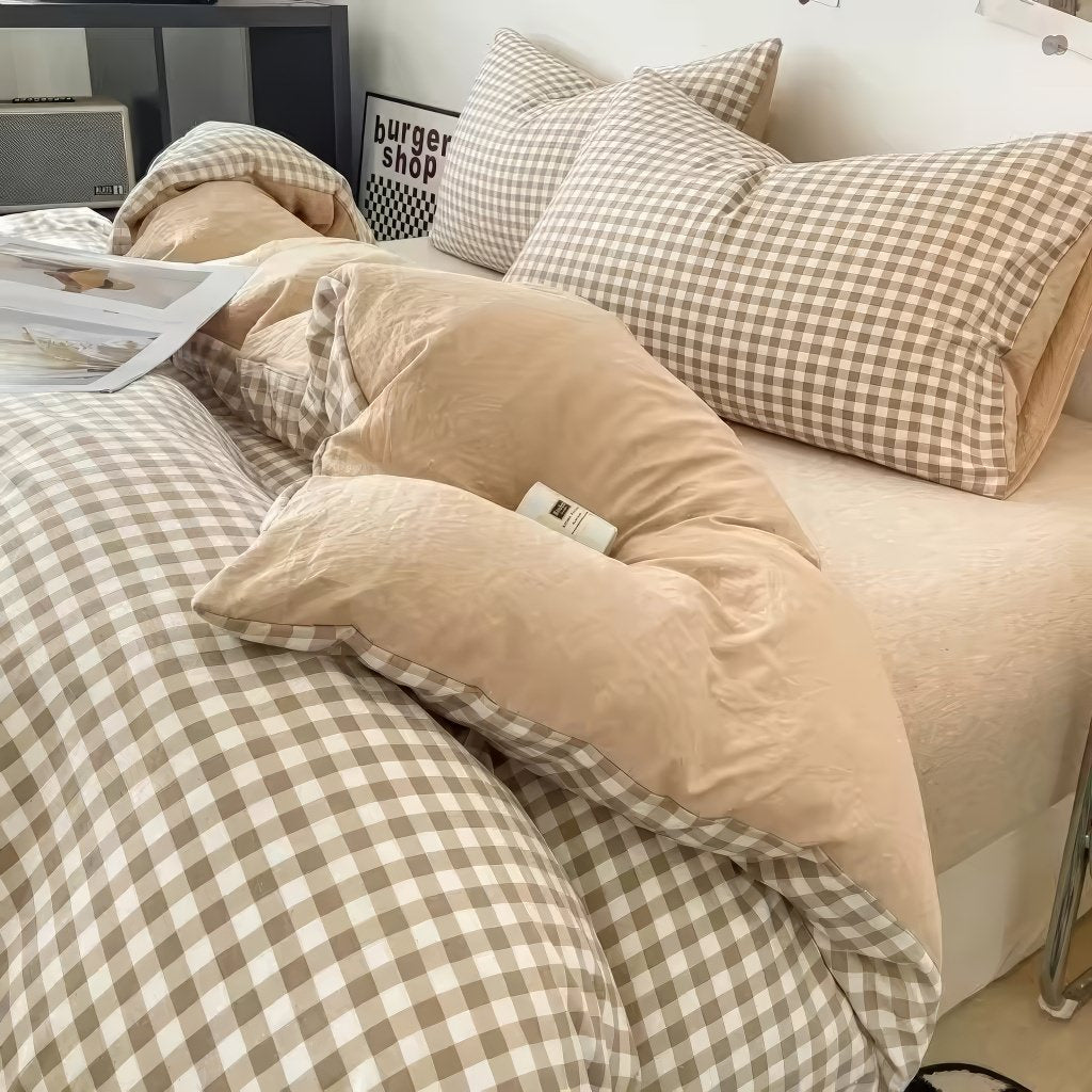 Zestaw pościeli z pastelowym kraciastym wzorem