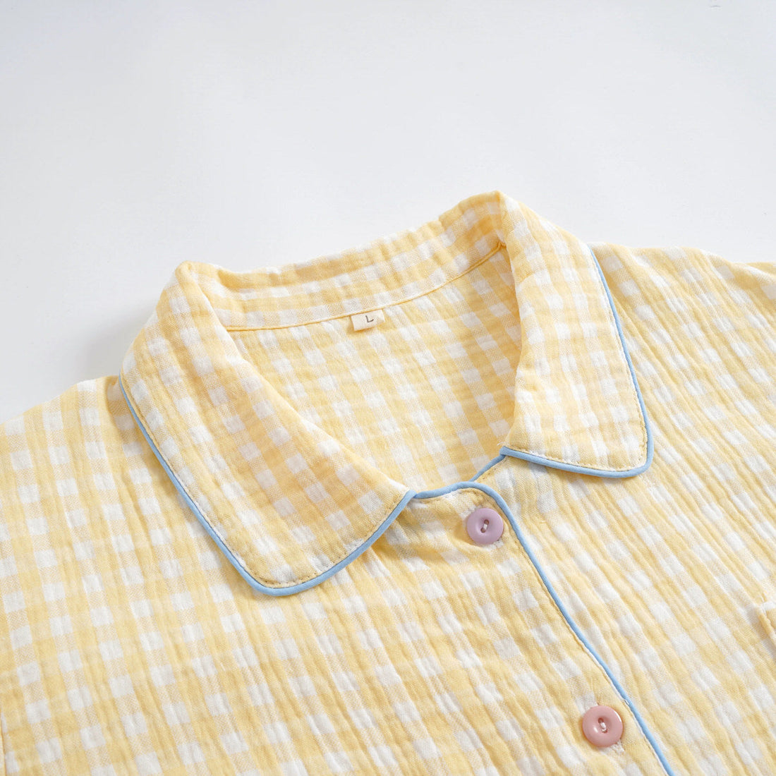 Komplet piżam z długimi rękawami w pastelowy kratkę