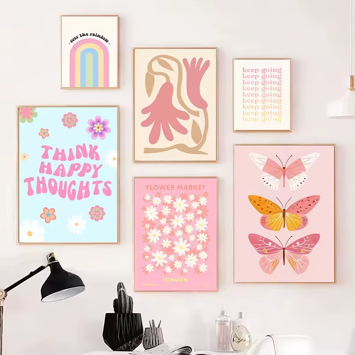 Pastelowa Kolekcja Plakatów na Płótnach z Kolazami Pozytywnych Wibracji