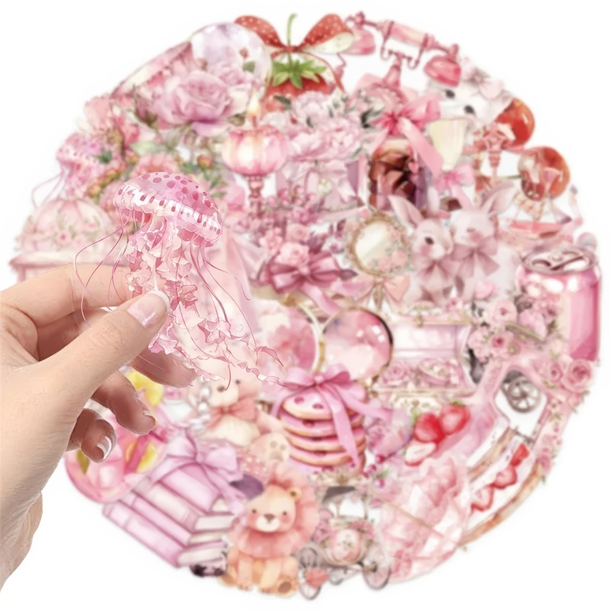 Zestaw naklejek w stylu Coquette Pink dla dziewczyn o estetyce