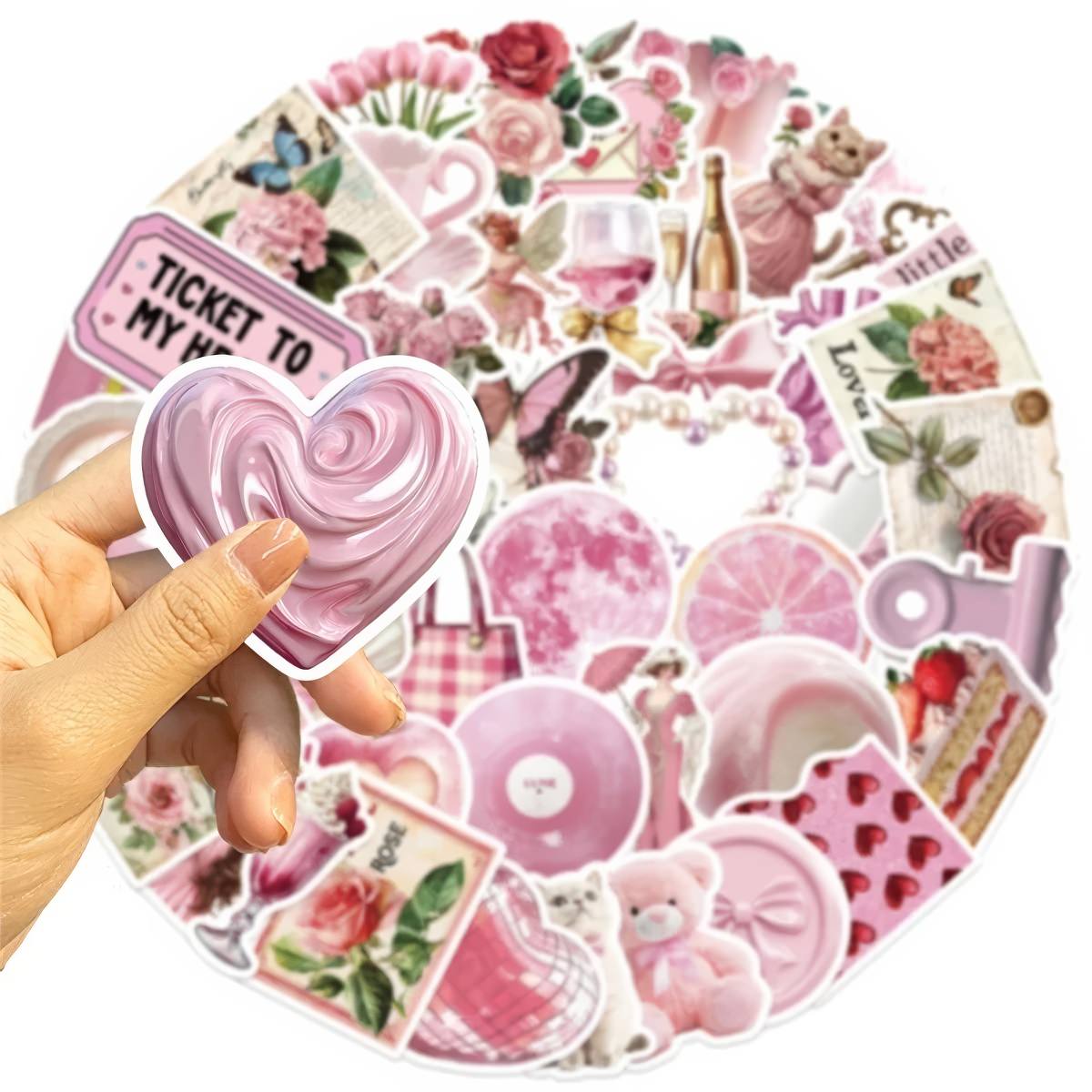 Zestaw naklewek Coquette Aesthetic w kolorze różowym