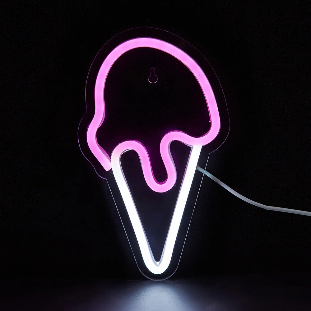 Różowa Lampa Neonowa z Napisem Łańcuch LED Ice Cream