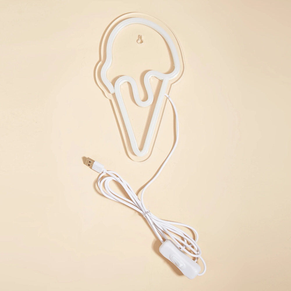 Różowa Lampa Neonowa z Napisem Łańcuch LED Ice Cream