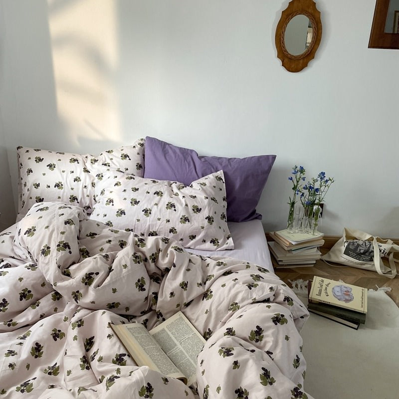 Zestaw pościeli vintage z fioletowym winogronem