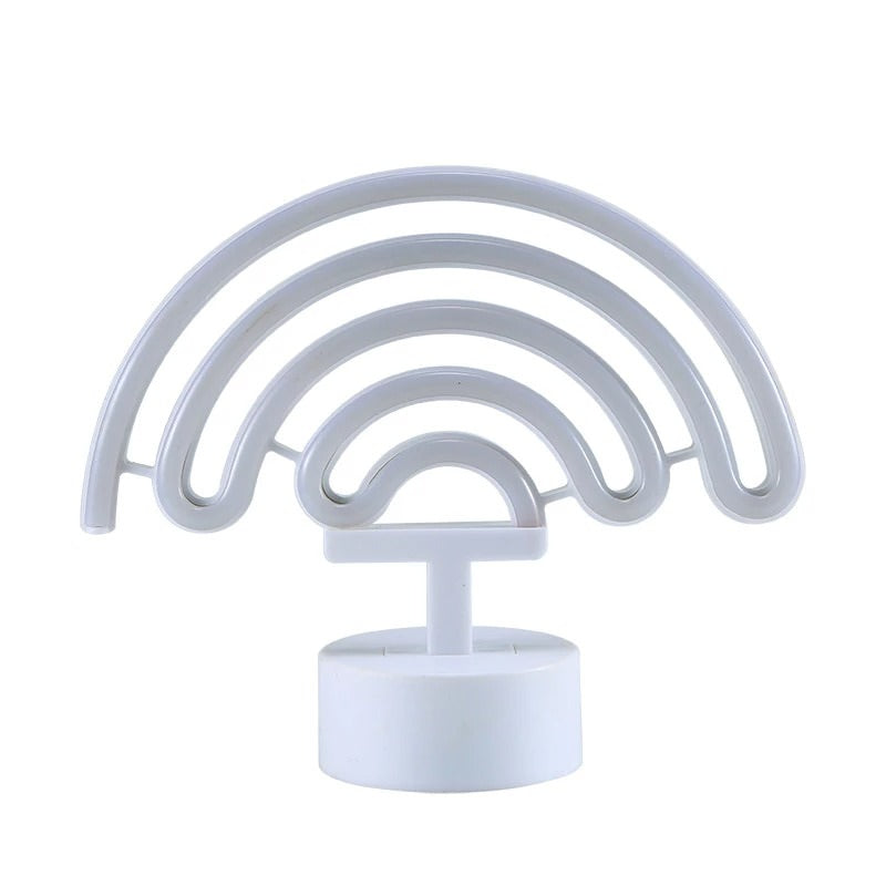 Neonowy szyld w stylu tęczowej tabeli