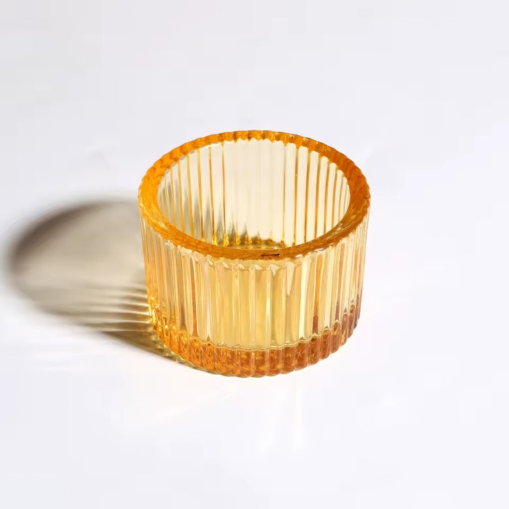 Zestaw świeczników na tealighty z prążkowanego szkła