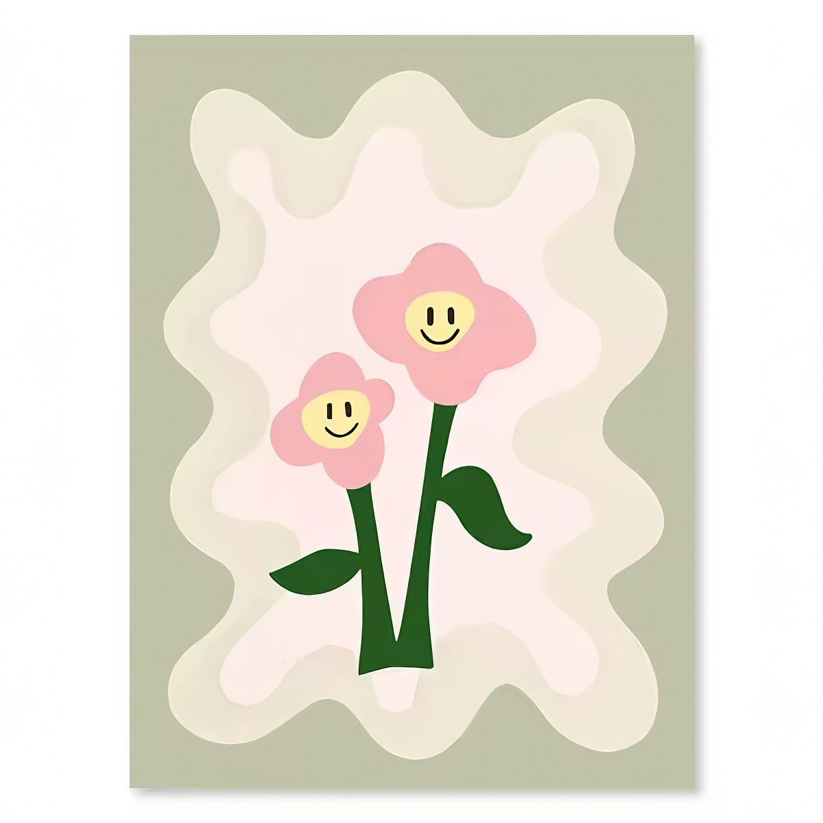 Postery z falistym poppym zielonym płótnem