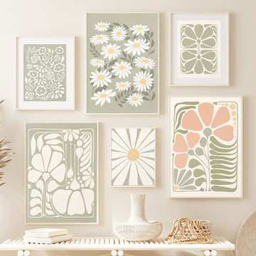 Plakaty na płótnie z kwiatami w kolorze szałwiowym