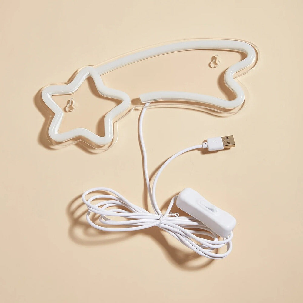 Neonowy napis na ścianę z LED z motywem spadającej gwiazdy