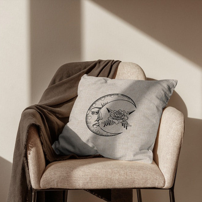 Monochromatyczne pokrowce na poduszki z motywem Słońca i Księżyca