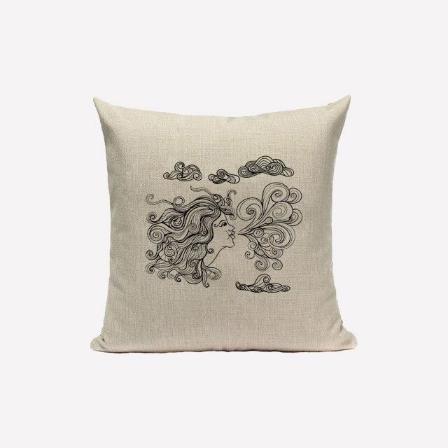 Monochromatyczne pokrowce na poduszki z motywem Słońca i Księżyca