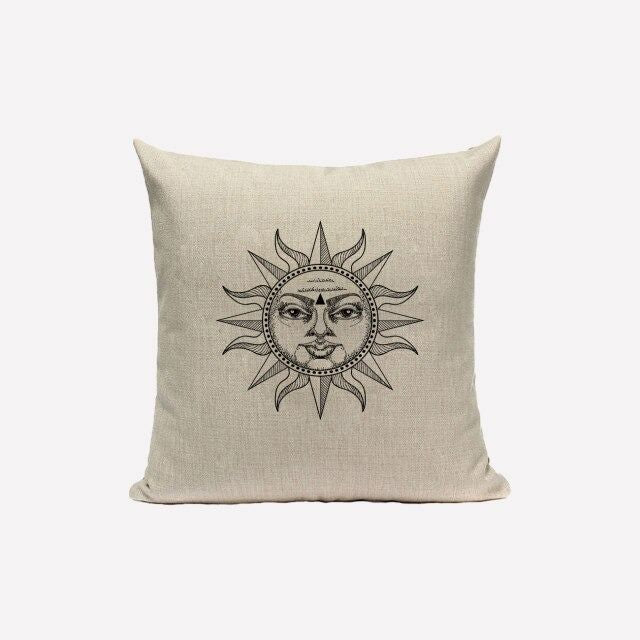 Monochromatyczne pokrowce na poduszki z motywem Słońca i Księżyca