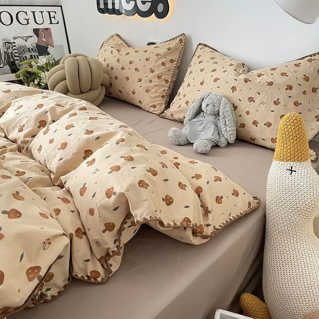 Zestaw Pościeli z Leśnymi Grzybami na Jesień w Stylu Vintage