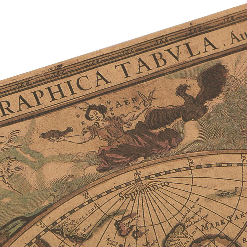 Plakat na papierze kraft z wypadkową mapą świata