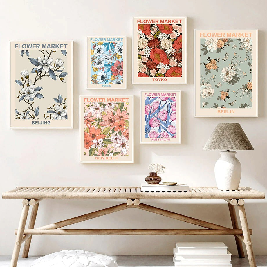 Wintage Pale Floral Art Canvas Posters