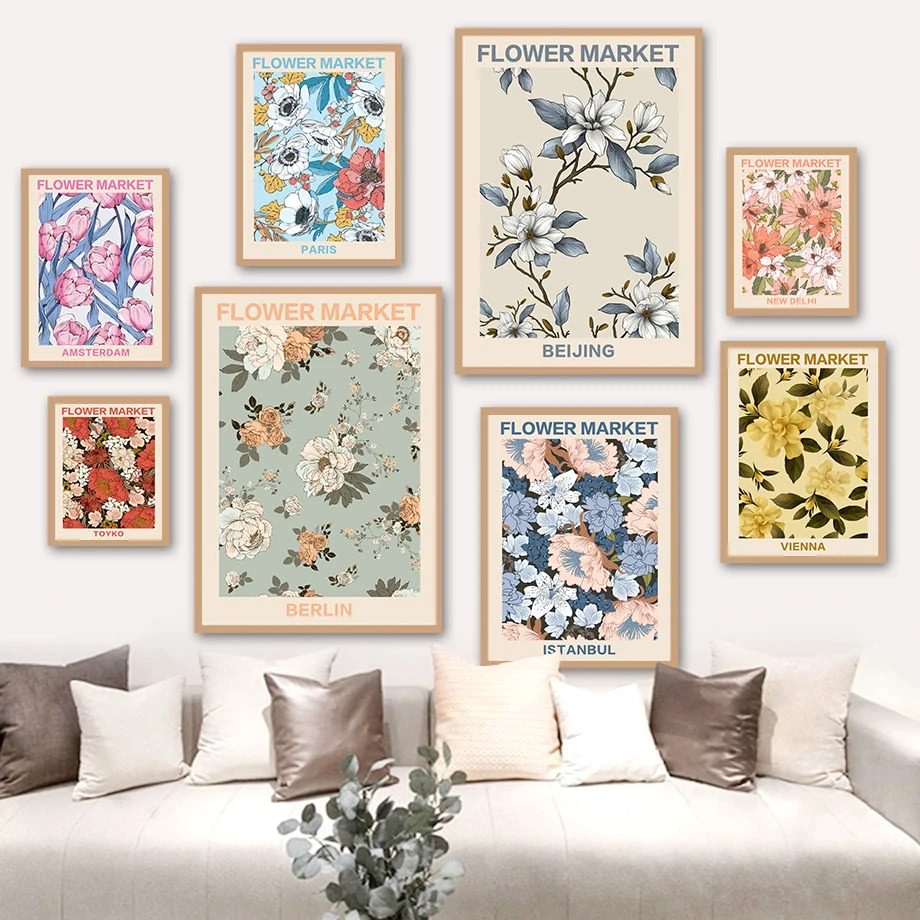Wintage Pale Floral Art Canvas Posters