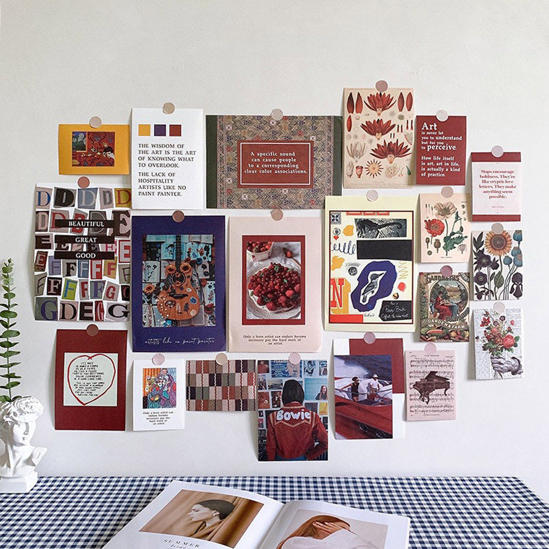 Vintage Art Kolaż Kart na Ścianę