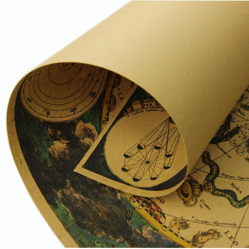 Plakat z mapą konstelacji zodiaku w stylu retro