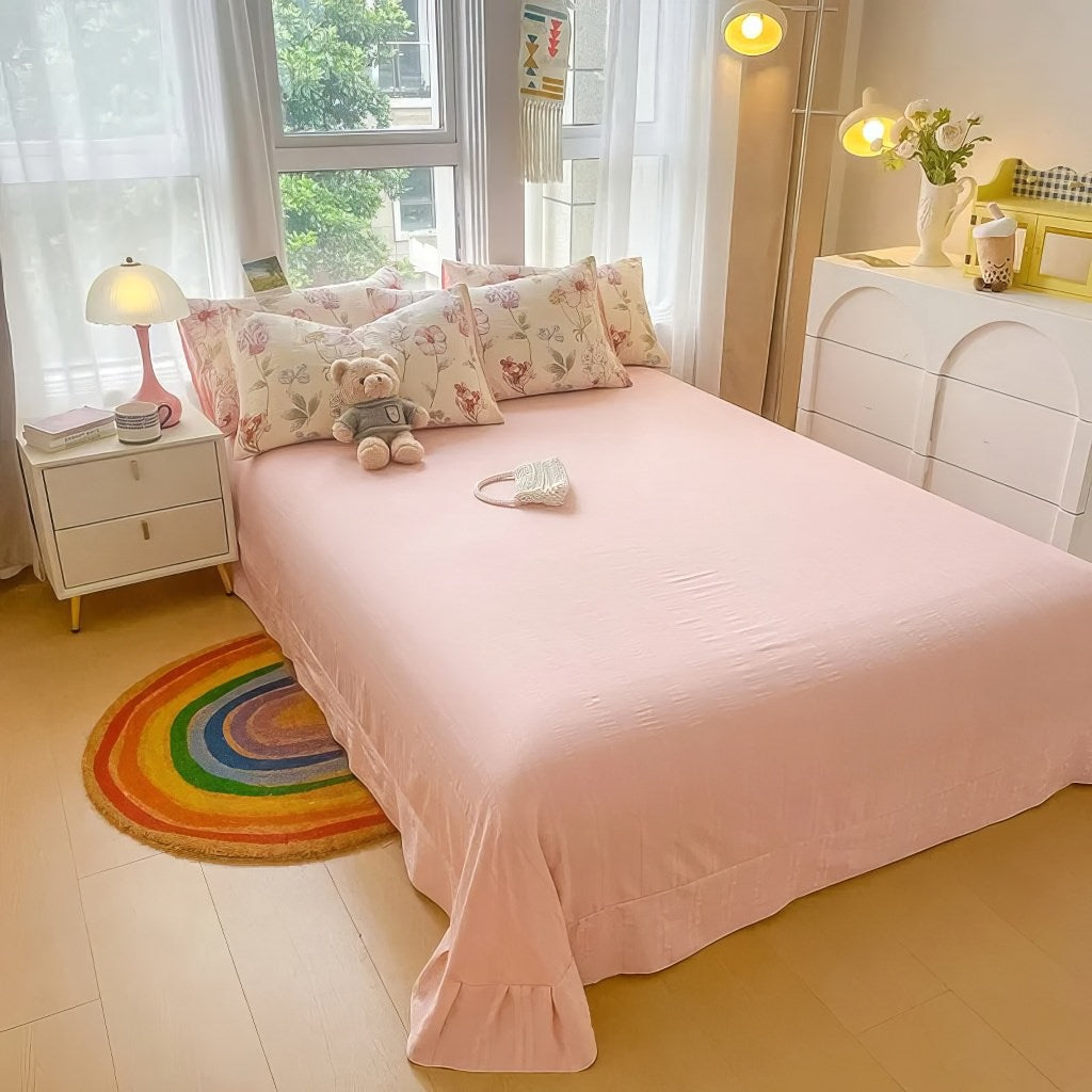 Wydruk zestawu pościeli z kwiatami akwarelowymi i fakturą