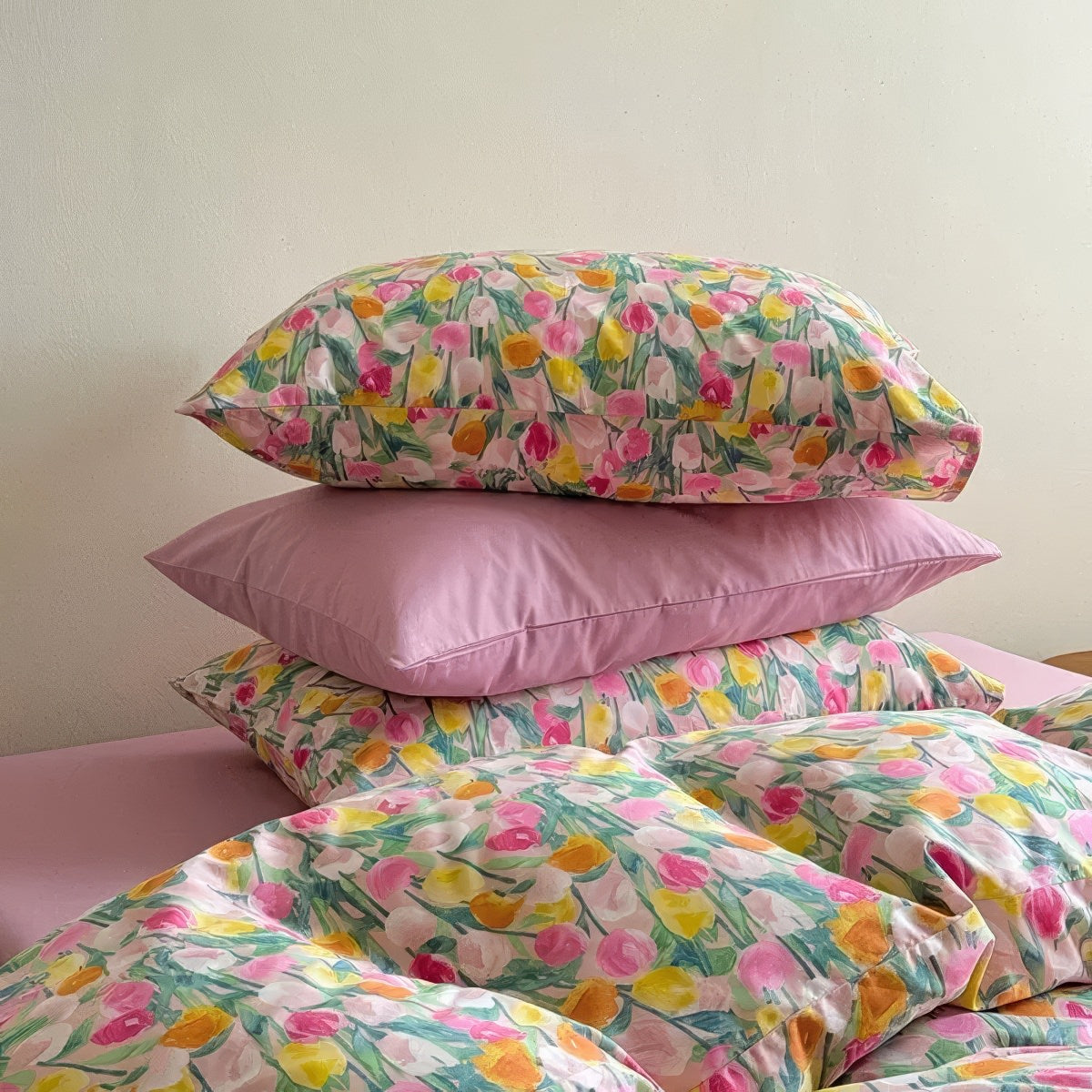 Pościel z nadrukiem olejowych tulipanów