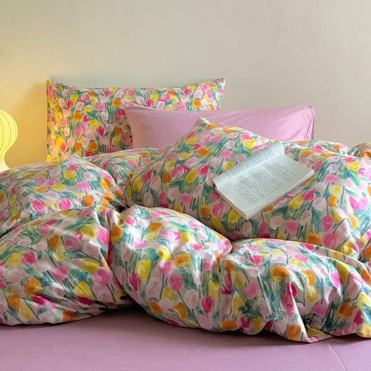 Pościel z nadrukiem olejowych tulipanów