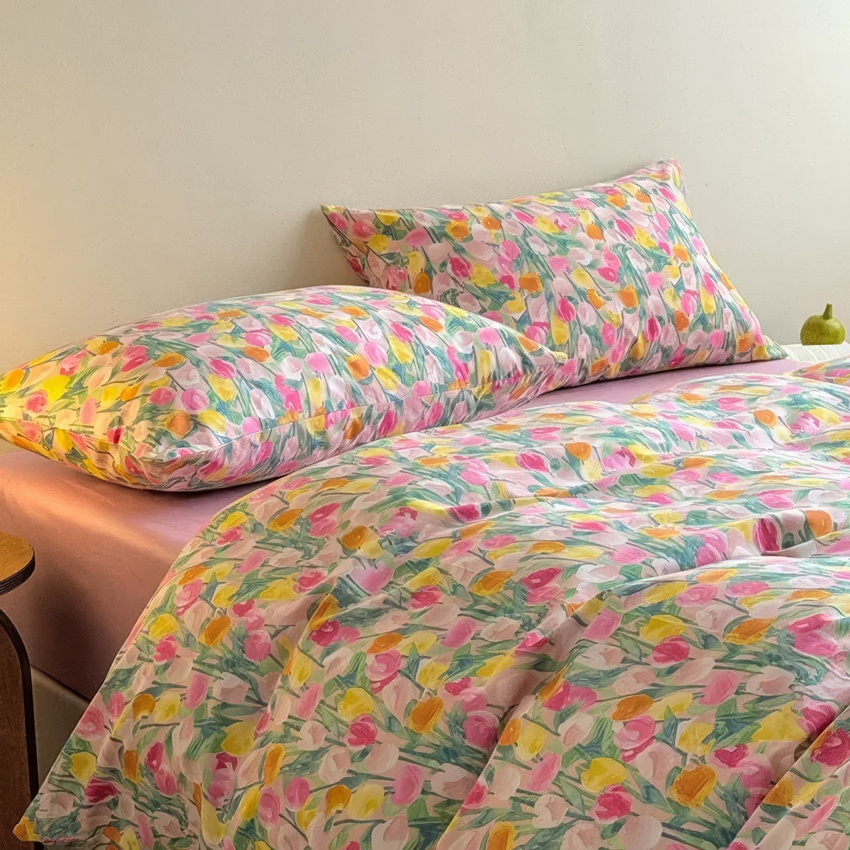 Pościel z nadrukiem olejowych tulipanów