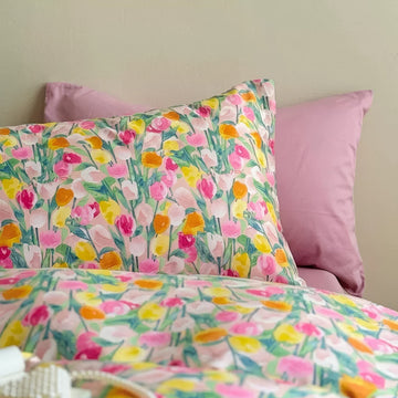 Pościel z nadrukiem olejowych tulipanów