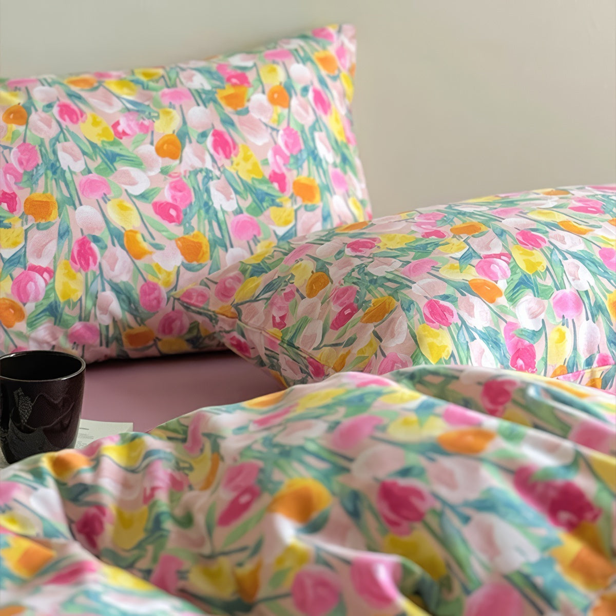Pościel z nadrukiem olejowych tulipanów