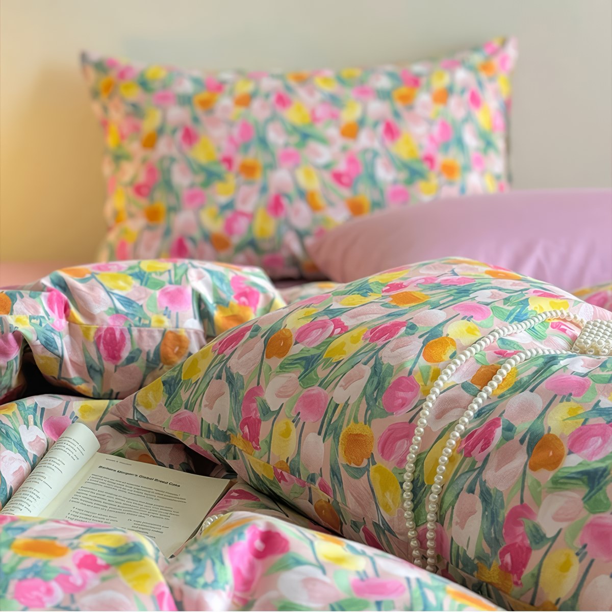 Pościel z nadrukiem olejowych tulipanów