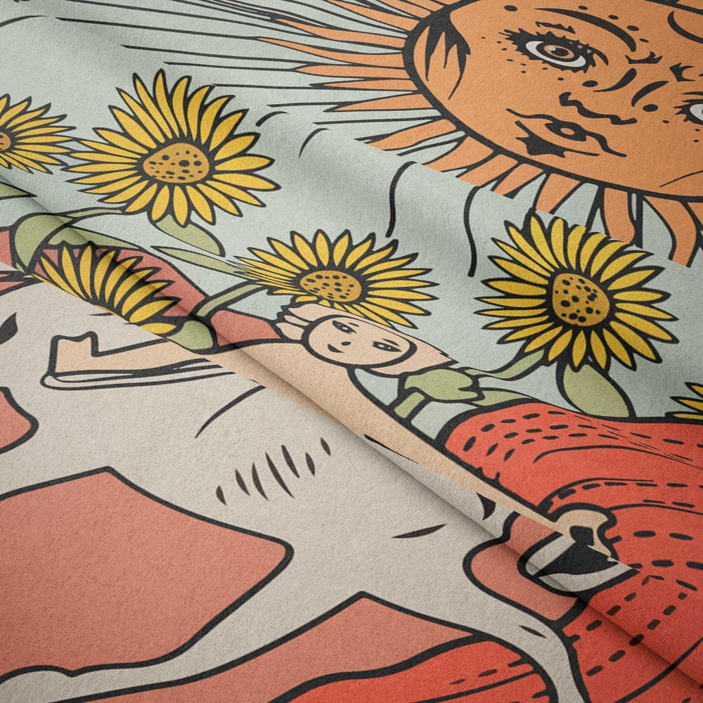 Kolorowany Gobelin z Kartami Tarota Słońce