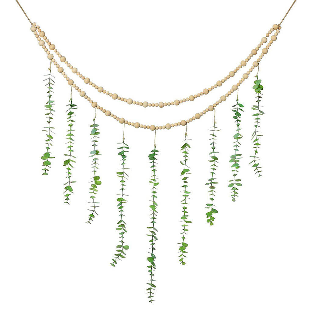 Drewniane koraliki z ozdobą ścienną z roślinami pnącymi