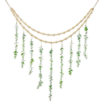 Drewniane koraliki z ozdobą ścienną z roślinami pnącymi