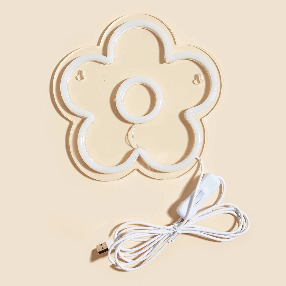 Żółta kwiatowa neonowa reklama ścienna LED